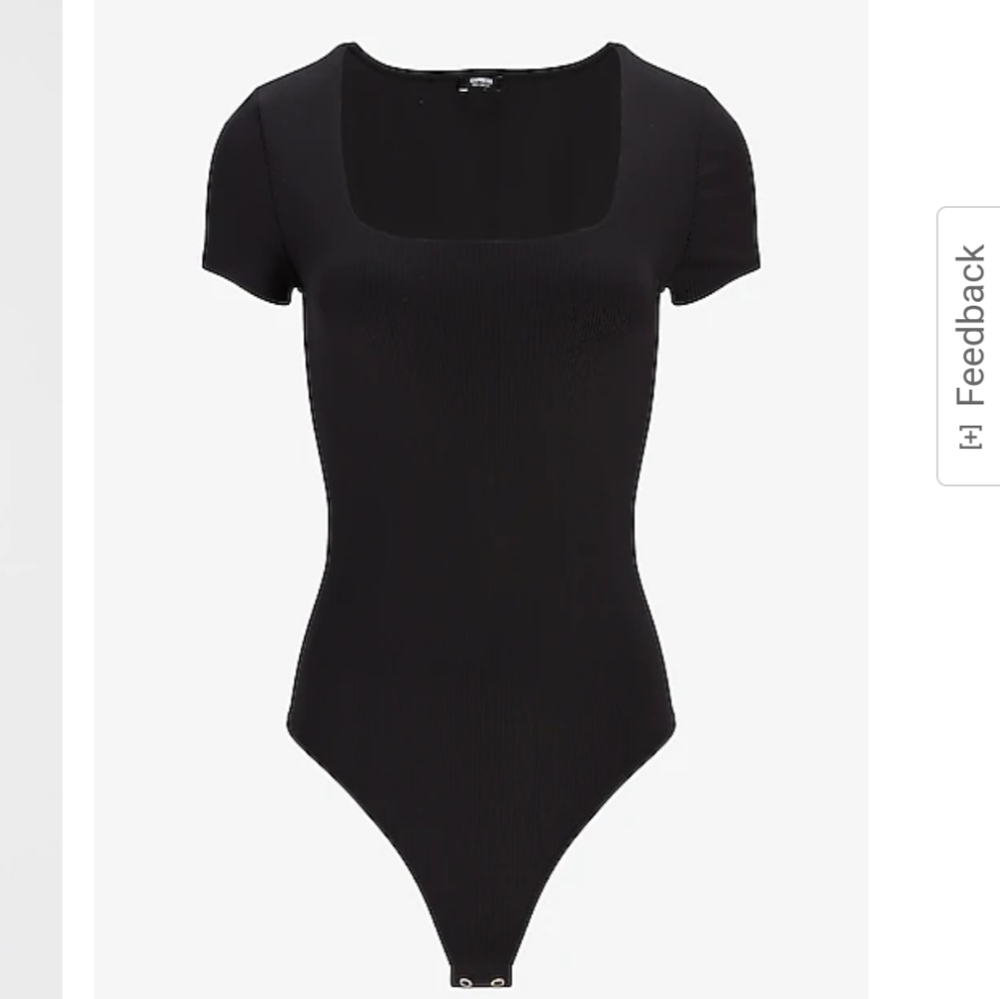 Body Contour Double Layer Ribbed Square Neck Thong Bodysuit